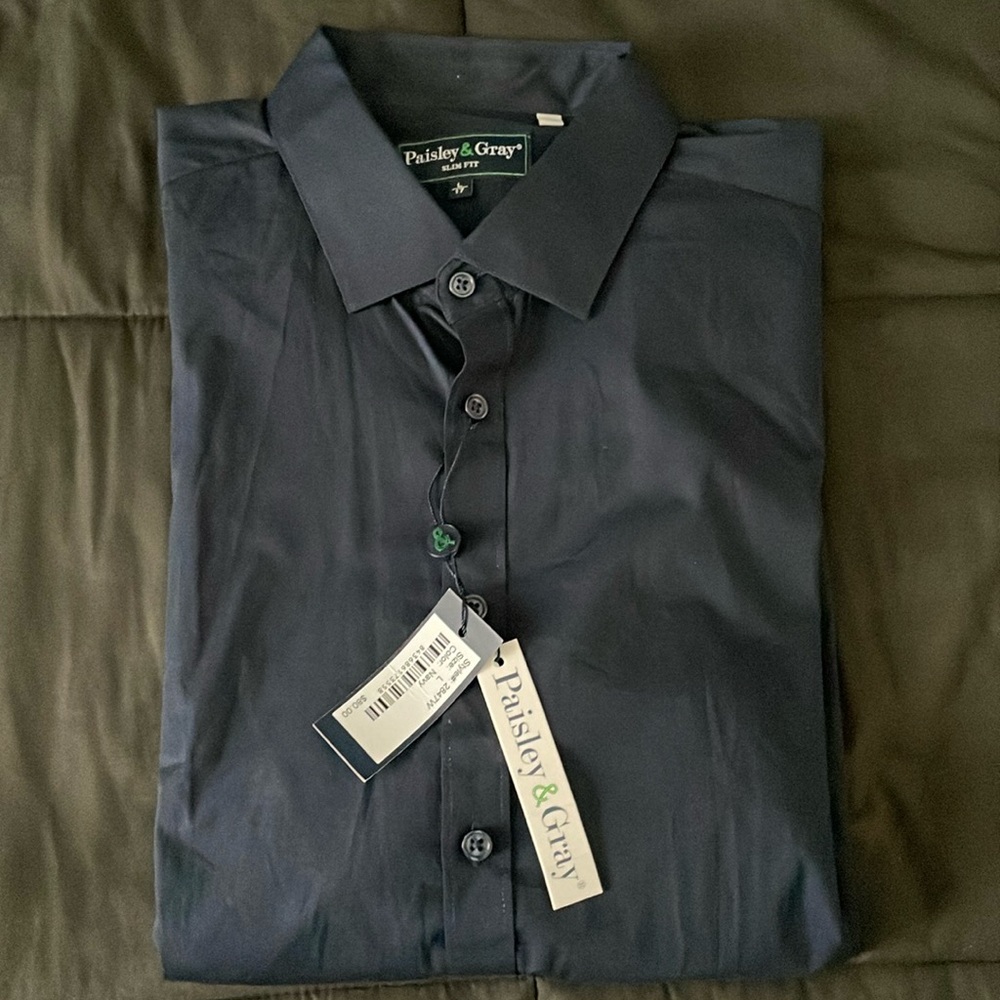 Paisley and Gray Size L (17) Navy Long Sleeve Shirt